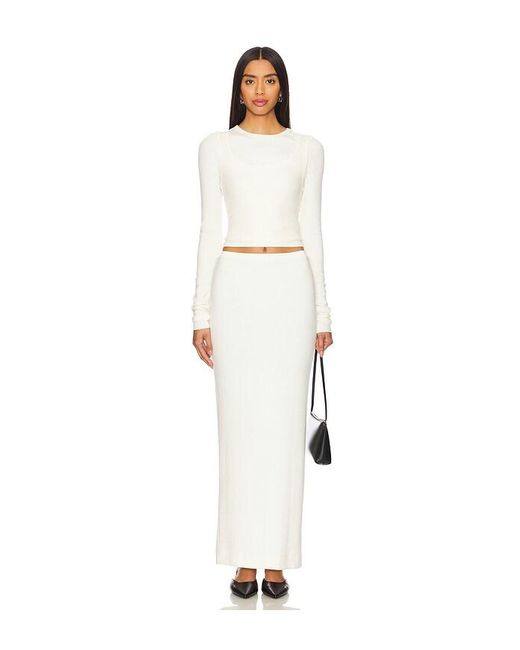 ÉTERNE White Long Sleeve Fitted Top