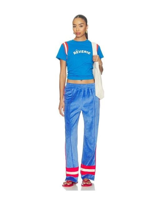 Araminta James Blue Velour Stripe Trackpant