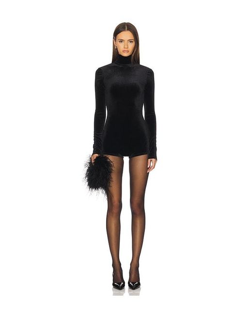 SER.O.YA Black Victoria Velvet Romper