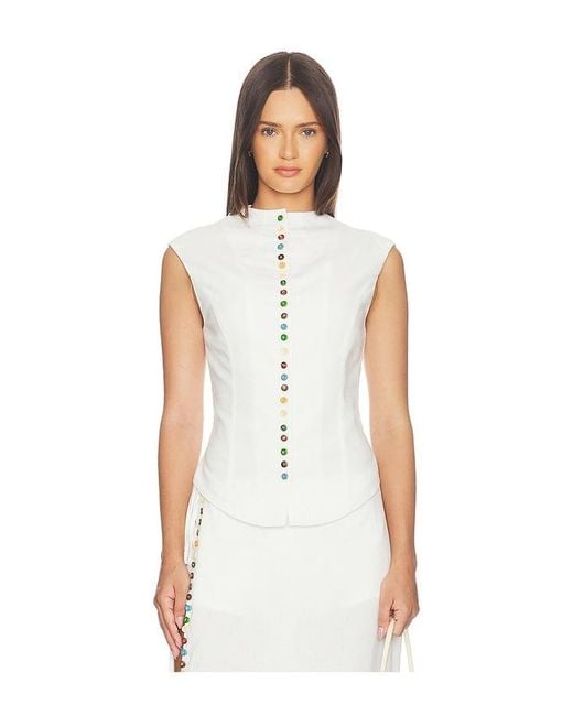 YELLOW THE LABEL White Quinn Linen Top