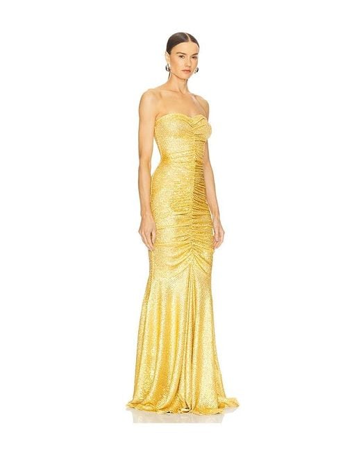 Norma Kamali Yellow Strapless Fishtail Gown