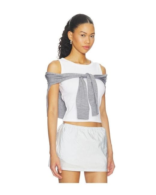 Alexander Wang White Pre-Styled Tank Top With Draped Cardigan