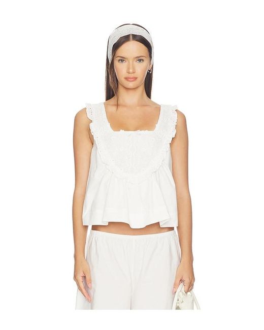 For Love & Lemons White Laura Eyelet Top