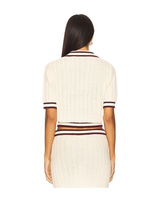 Lovers + Friends Natural Remy Pointelle Polo Top