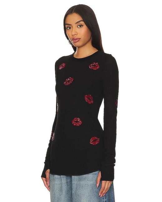 Lauren Moshi Black Mckinley Thermal Tee