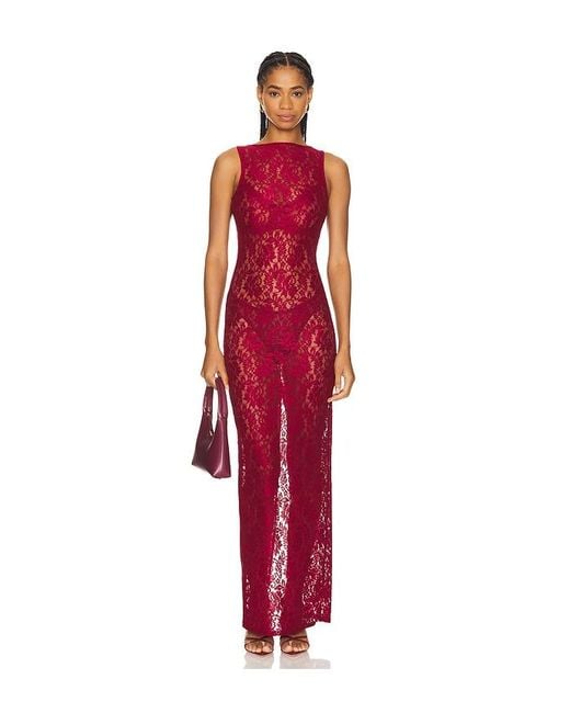 superdown Red Floral Lace Bodycon Dress