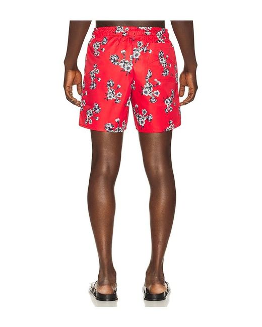 Rhude Red Turbo Floral Swim Short for men