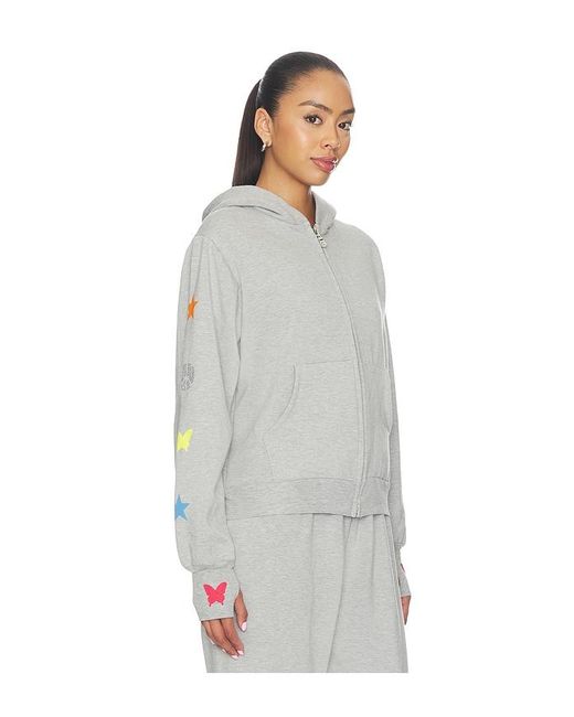 Lauren Moshi White Leann Zip Up Hoodie