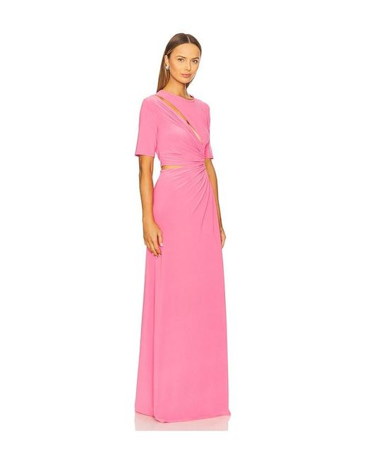 Sid Neigum Pink Gathered Slit Maxi Dress