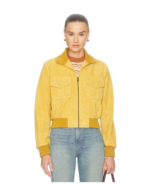 FRAME Yellow The Suede Ace Jacket