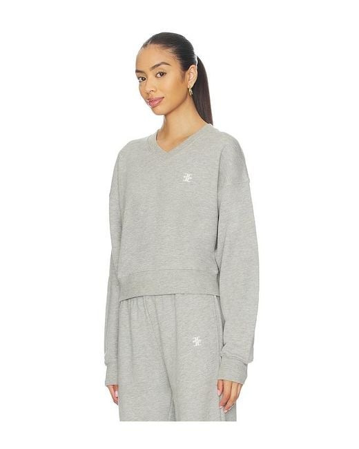 ÉTERNE White Cropped V-Neck Sweatshirt