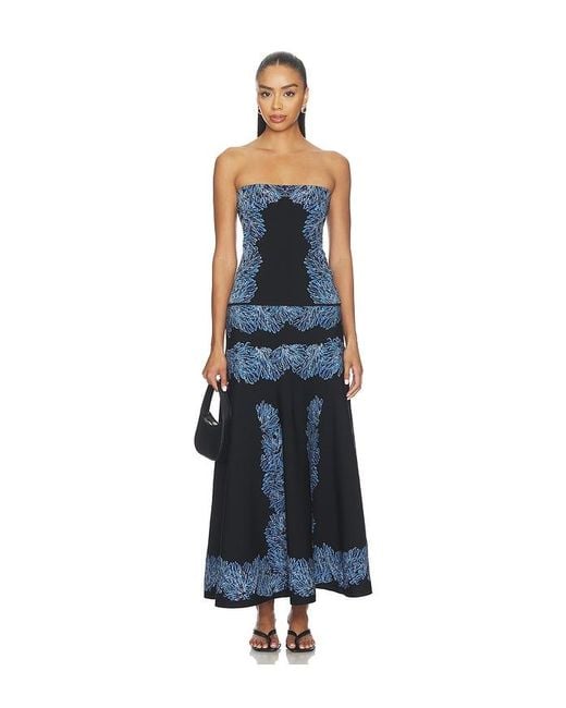 Ulla Johnson Blue Madelie Strapless Knit Jacquard Top
