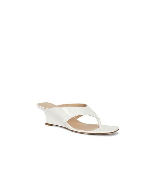 Stuart Weitzman White Vinnie Wedge Thong Sandal 50