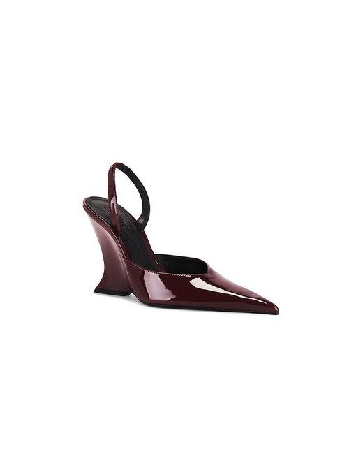 SCHUTZ SHOES Brown Patent Slingback Wedge Pumps
