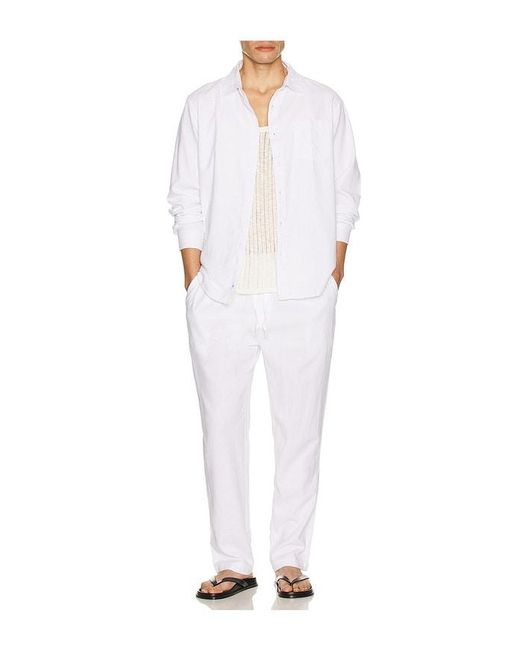 Vintage Summer White Linen Pants for men