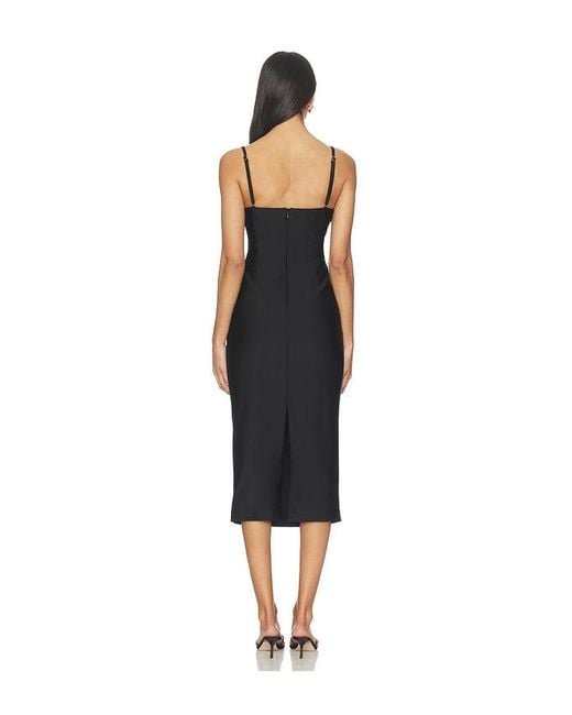 PATBO Black Selene Mesh Flower Applique Midi Dress