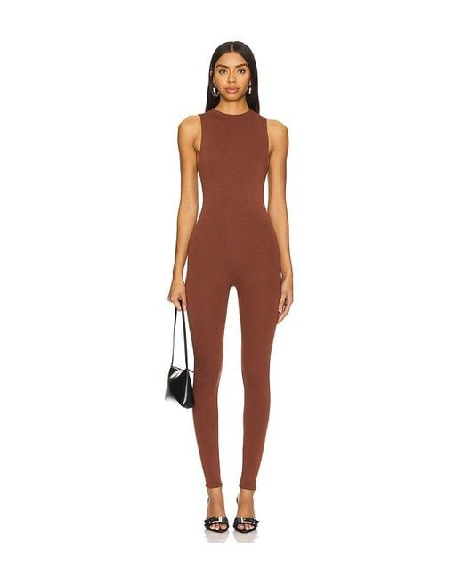 AFRM Kiki モックネックスリーブレスキャットスーツ Brown