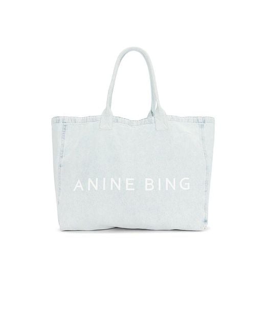 Anine Bing White Leo Denim Tote Bag
