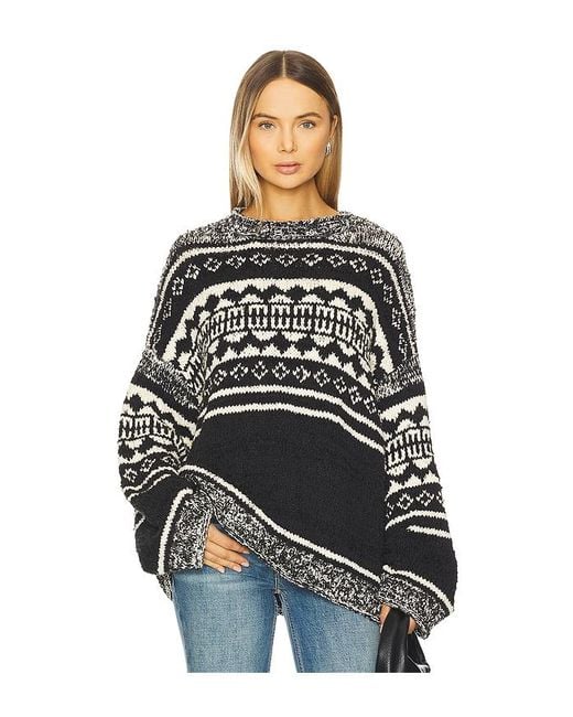 Free People Black Musterpullover Dani