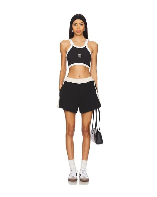Araminta James Black Monogram Cropped Tank