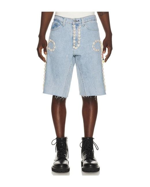Barriers Worldwide Blue Cowrie Shell Shorts for men