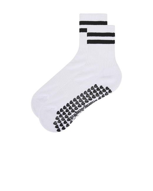 Calcetin Striped Half Crew En Color Blanco Talla En WellBeing + BeingWell de color Black