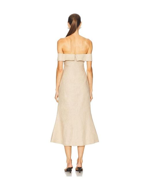 Camila Coelho White Harlow Linen Midi Dress