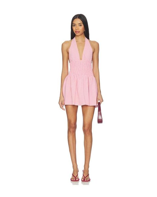 MORE TO COME Pink Aleena Halter Mini Dress