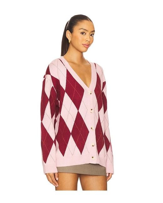 MORE TO COME Red Josie Argyle Cardigan