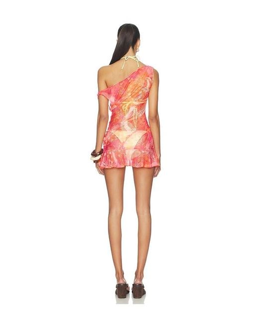 Donde Esteban Red Toronja Salpicon Mini Dress