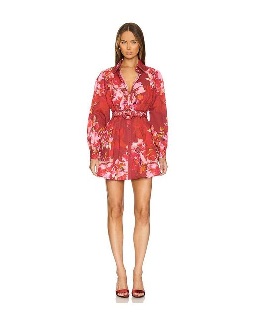 Hemant & Nandita Red Short Dress With Buckle Belt
