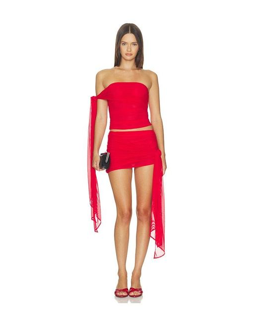 MAJORELLE Red Rowena Mini Skirt