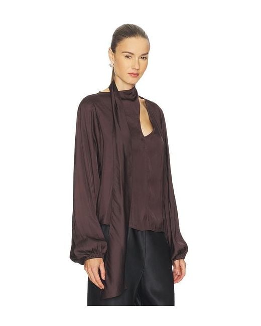 WeWoreWhat Purple Wrap Neck Tie Top
