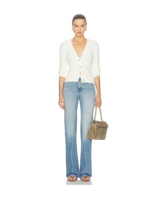 L'Agence White Agathe Fuzzy Collared Cardigan