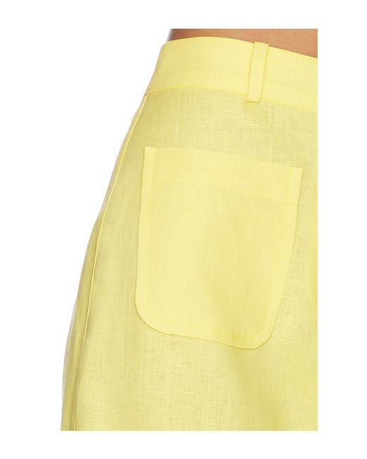 Matthew Bruch Yellow Pleated Barrel Button Pocket Pant