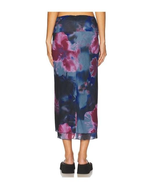 Free People Blue Sunset Mesh Maxi Skirt