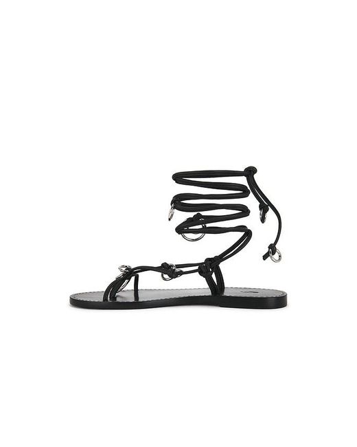 Polo Ralph Lauren Black Leather Ring Wrap Flat Sandals