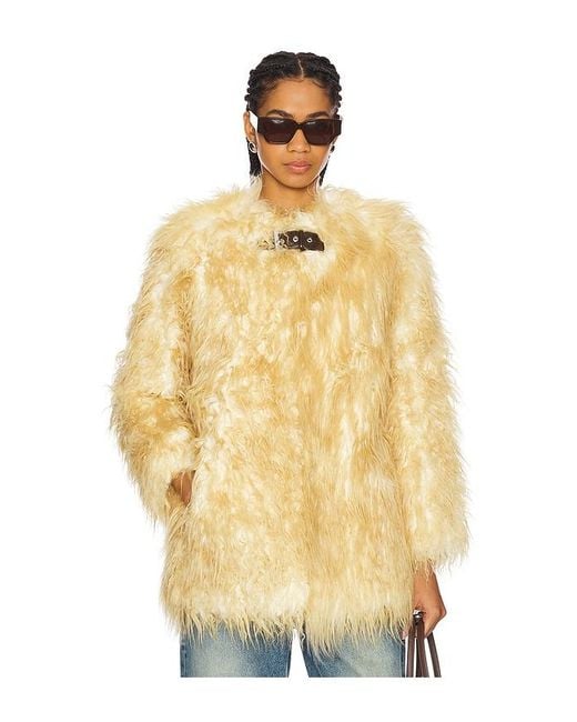 Apparis Petra Faux Mongolian Fur ショートコート Yellow
