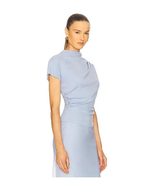 Line & Dot Blue X Revolve Walker Draped Top