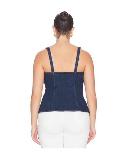 GOOD AMERICAN Blue Sleeveless Button Front Denim Top