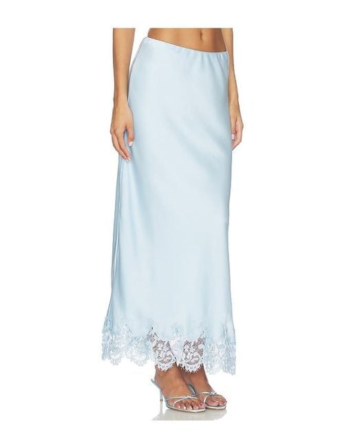 Bardot Blue X Revolve Elisan Lace Satin Midi Skirt