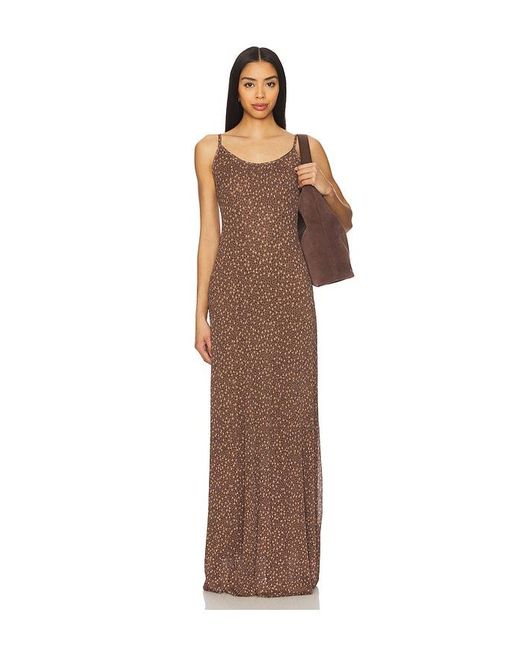 Free People Brown Zoey Printed Maxi Dress