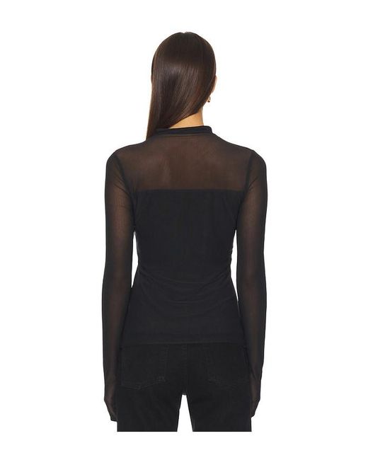 Rag & Bone Black Luca Double Layer Mock Neck Long Sleeve