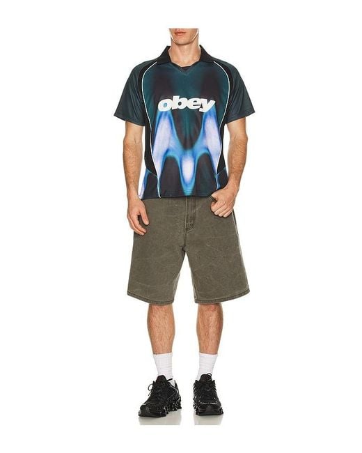 Obey Blue Blurred Soccer Jersey for men