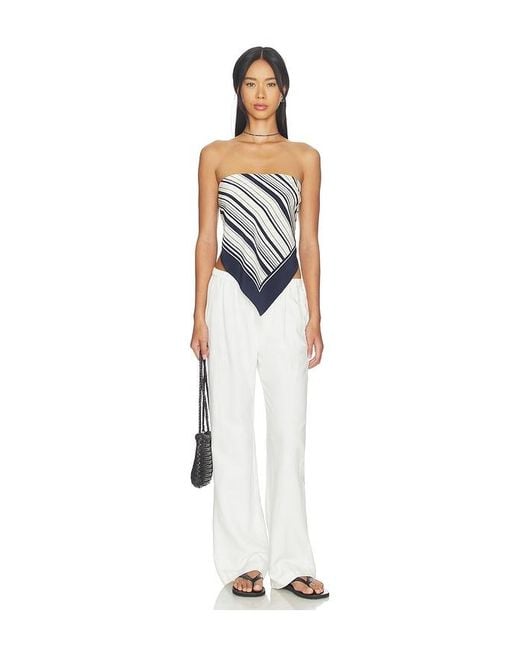 Lovers + Friends Blue Carmen Scarf Top