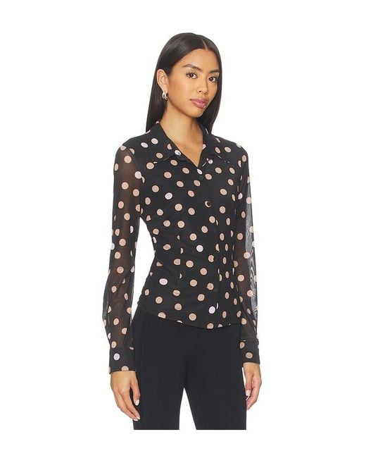 Sanctuary Black Fitted Mesh Button Down Top