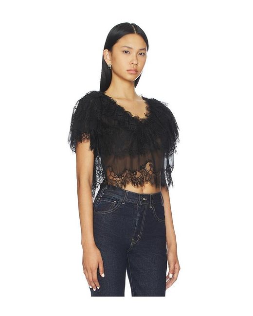 LoveShackFancy Black Vienne Top