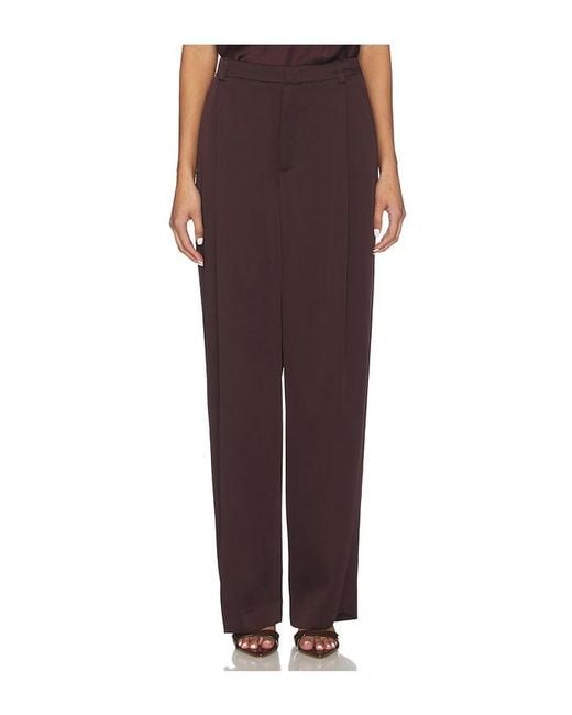 Vince Brown Mid Rise Wide Leg Pleated Trouser