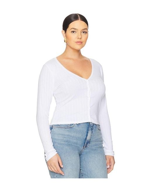 GOOD AMERICAN White Cotton Pointelle Cardigan