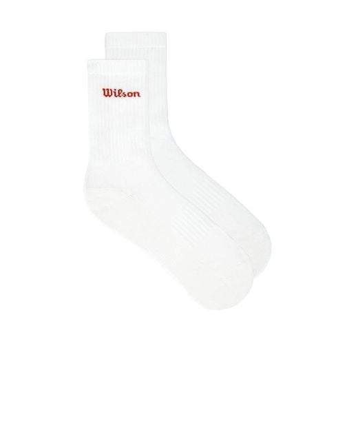Wilson White Crew Logo Sock 3 Pack for men